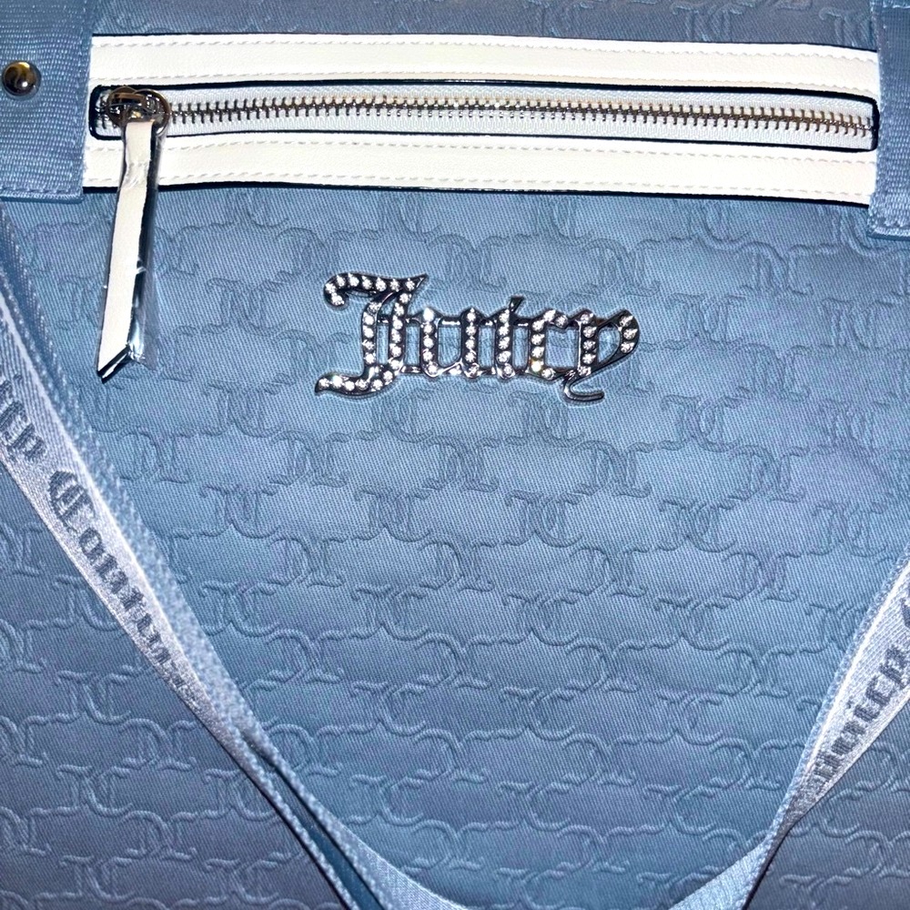 💎RARE💎Juicy Couture Duffle Bag NWT – Blue Monogram & Rhinestone Logo - Picture 2 of 10